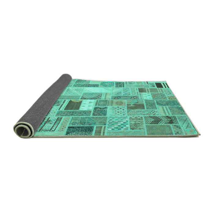 Sideview of Abstract Turquoise Contemporary Rug, con751turq