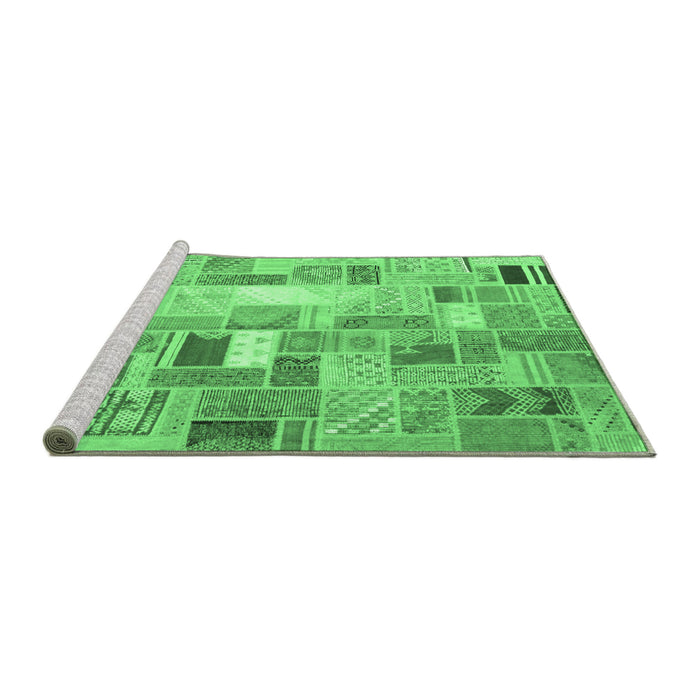 Sideview of Machine Washable Abstract Emerald Green Contemporary Area Rugs, wshcon751emgrn