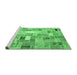 Sideview of Machine Washable Abstract Emerald Green Contemporary Area Rugs, wshcon751emgrn