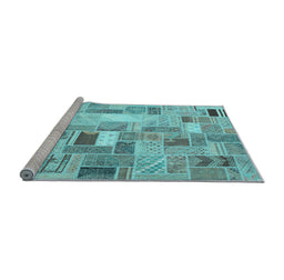 Sideview of Machine Washable Abstract Light Blue Contemporary Rug, wshcon751lblu