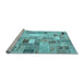 Sideview of Machine Washable Abstract Light Blue Contemporary Rug, wshcon751lblu