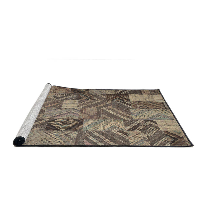 Serging Thickness of Machine Washable Contemporary Brown Rug, wshcon752