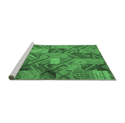 Sideview of Machine Washable Abstract Emerald Green Contemporary Area Rugs, wshcon752emgrn