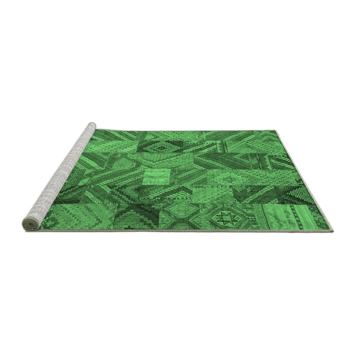 Sideview of Machine Washable Abstract Emerald Green Contemporary Area Rugs, wshcon752emgrn