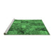 Sideview of Machine Washable Abstract Emerald Green Contemporary Area Rugs, wshcon752emgrn