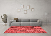 Machine Washable Abstract Red Contemporary Rug, wshcon752red