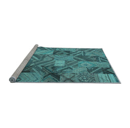 Sideview of Machine Washable Abstract Light Blue Contemporary Rug, wshcon752lblu