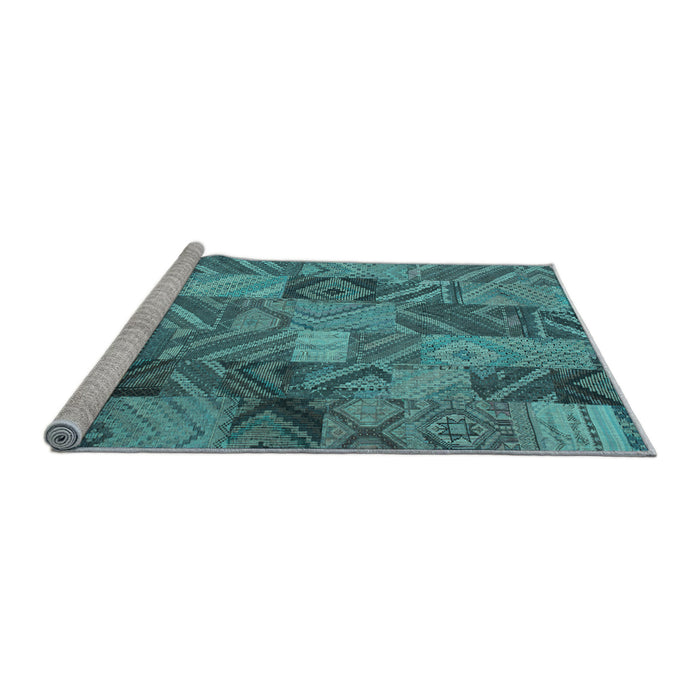 Sideview of Machine Washable Abstract Light Blue Contemporary Rug, wshcon752lblu