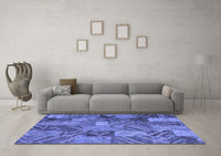 Machine Washable Abstract Blue Contemporary Rug, wshcon752blu