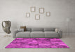 Machine Washable Abstract Pink Contemporary Rug in a Living Room, wshcon752pnk