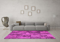 Machine Washable Abstract Pink Contemporary Rug, wshcon752pnk