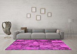 Machine Washable Abstract Pink Contemporary Rug in a Living Room, wshcon752pnk