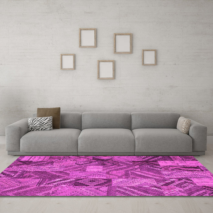 Machine Washable Abstract Pink Contemporary Rug in a Living Room, wshcon752pnk
