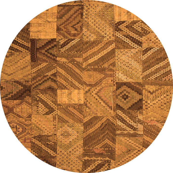 Square Abstract Orange Contemporary Rug, con752org