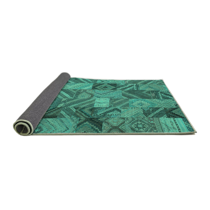 Sideview of Abstract Turquoise Contemporary Rug, con752turq