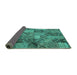 Sideview of Abstract Turquoise Contemporary Rug, con752turq