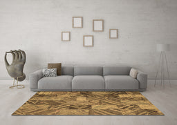 Machine Washable Abstract Brown Contemporary Rug in a Living Room,, wshcon752brn