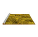 Sideview of Machine Washable Abstract Yellow Contemporary Rug, wshcon752yw
