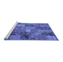 Sideview of Machine Washable Abstract Blue Contemporary Rug, wshcon752blu
