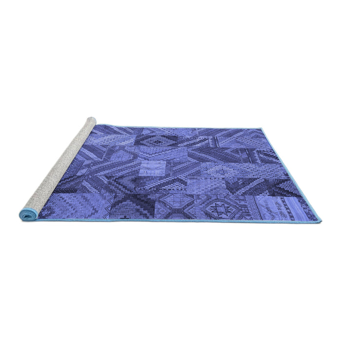 Sideview of Machine Washable Abstract Blue Contemporary Rug, wshcon752blu