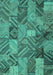 Machine Washable Abstract Turquoise Contemporary Area Rugs, wshcon752turq
