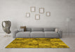 Machine Washable Abstract Yellow Contemporary Rug in a Living Room, wshcon752yw