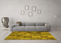 Machine Washable Abstract Yellow Contemporary Rug, wshcon752yw