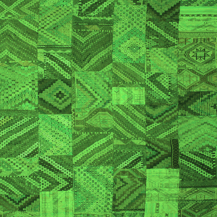 Serging Thickness of Abstract Green Contemporary Rug, con752grn