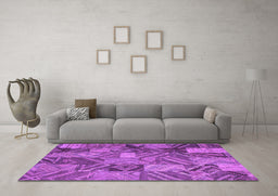 Machine Washable Abstract Purple Contemporary Area Rugs in a Living Room, wshcon752pur