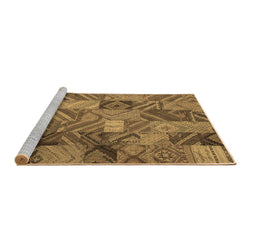 Sideview of Machine Washable Abstract Brown Contemporary Rug, wshcon752brn
