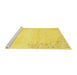 Serging Thickness of Machine Washable Contemporary Yellow Rug, wshcon753