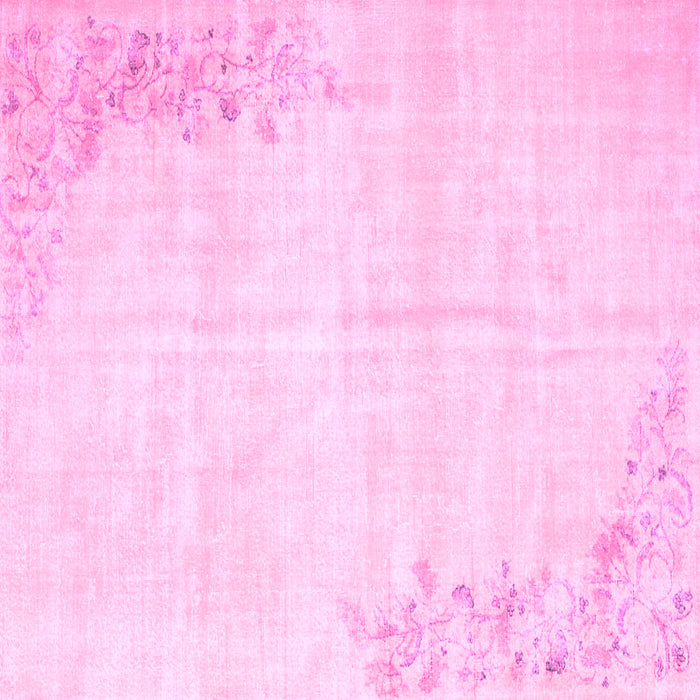 Square Machine Washable Abstract Purple Contemporary Area Rugs, wshcon753pur