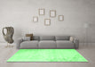 Machine Washable Abstract Emerald Green Contemporary Area Rugs in a Living Room,, wshcon753emgrn