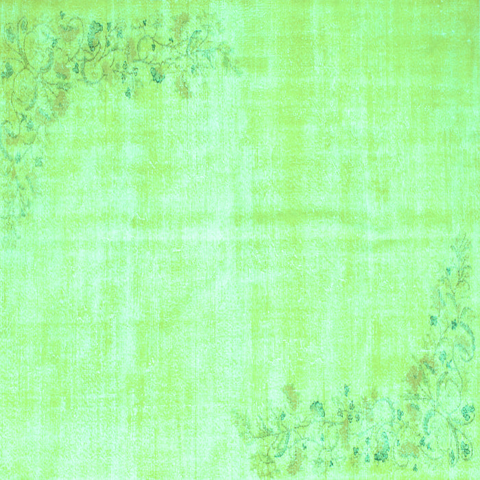 Square Machine Washable Abstract Turquoise Contemporary Area Rugs, wshcon753turq