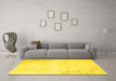 Machine Washable Abstract Yellow Contemporary Rug in a Living Room, wshcon753yw