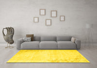 Machine Washable Abstract Yellow Contemporary Rug, wshcon753yw