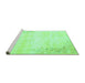 Sideview of Machine Washable Abstract Turquoise Contemporary Area Rugs, wshcon753turq