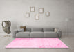 Machine Washable Abstract Pink Contemporary Rug in a Living Room, wshcon753pnk