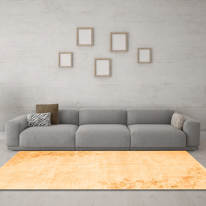 Machine Washable Abstract Orange Contemporary Area Rugs in a Living Room, wshcon753org