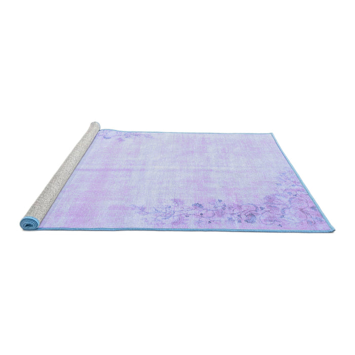 Sideview of Machine Washable Abstract Blue Contemporary Rug, wshcon753blu