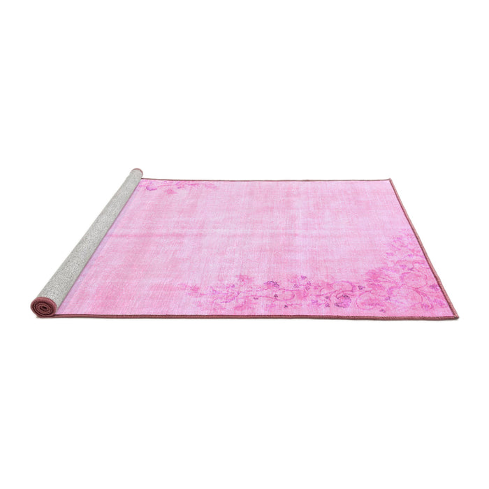 Sideview of Machine Washable Abstract Purple Contemporary Area Rugs, wshcon753pur