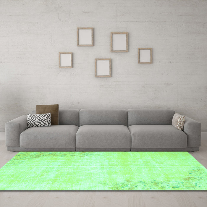 Machine Washable Abstract Turquoise Contemporary Area Rugs in a Living Room,, wshcon753turq