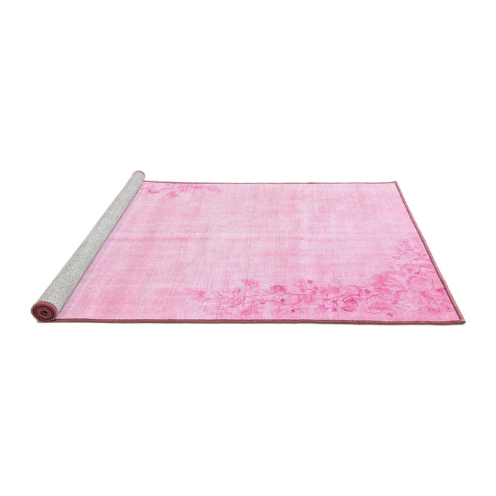 Sideview of Machine Washable Abstract Pink Contemporary Rug, wshcon753pnk