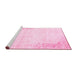 Sideview of Machine Washable Abstract Pink Contemporary Rug, wshcon753pnk