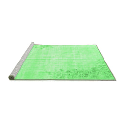 Sideview of Machine Washable Abstract Emerald Green Contemporary Area Rugs, wshcon753emgrn
