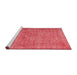 Serging Thickness of Machine Washable Contemporary Red Rug, wshcon754