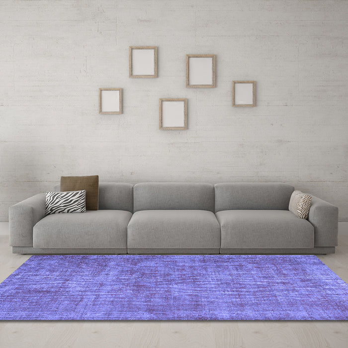 Machine Washable Abstract Blue Contemporary Rug in a Living Room, wshcon754blu