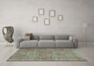 Machine Washable Abstract Turquoise Contemporary Area Rugs in a Living Room,, wshcon754turq