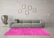 Machine Washable Abstract Pink Contemporary Rug in a Living Room, wshcon754pnk