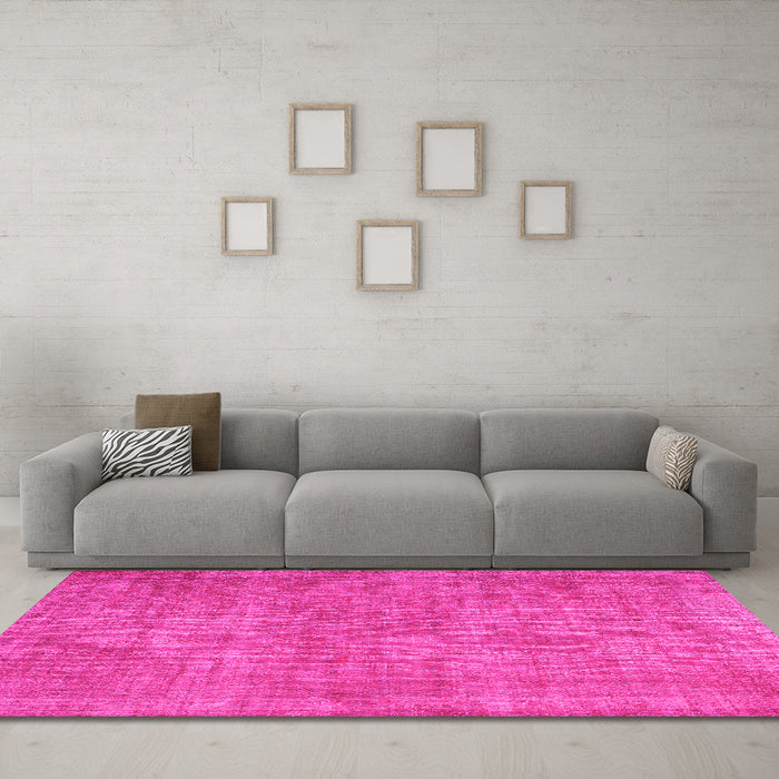 Machine Washable Abstract Pink Contemporary Rug in a Living Room, wshcon754pnk